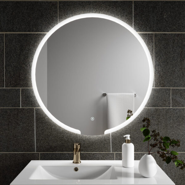 Espejo redondo de baño con luz led moderno 014